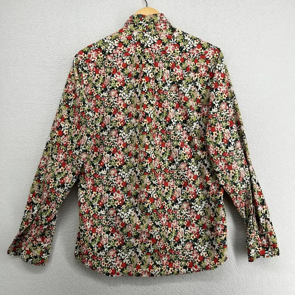 J.CREW Shirt Mens S Slim Stretch Secret Wash Floral Organic Cotton Green